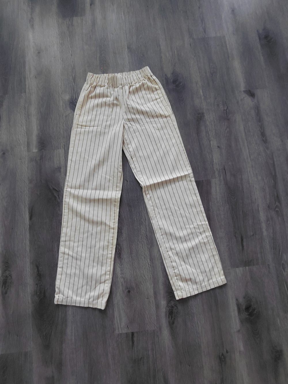 Topshop Cream Pinstripe Elastic-Waist